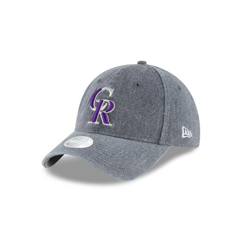 MLB Colorado Rockies Womens Faded Denim 9Twenty Adjustable (WJU6504) - Grey New Era Caps